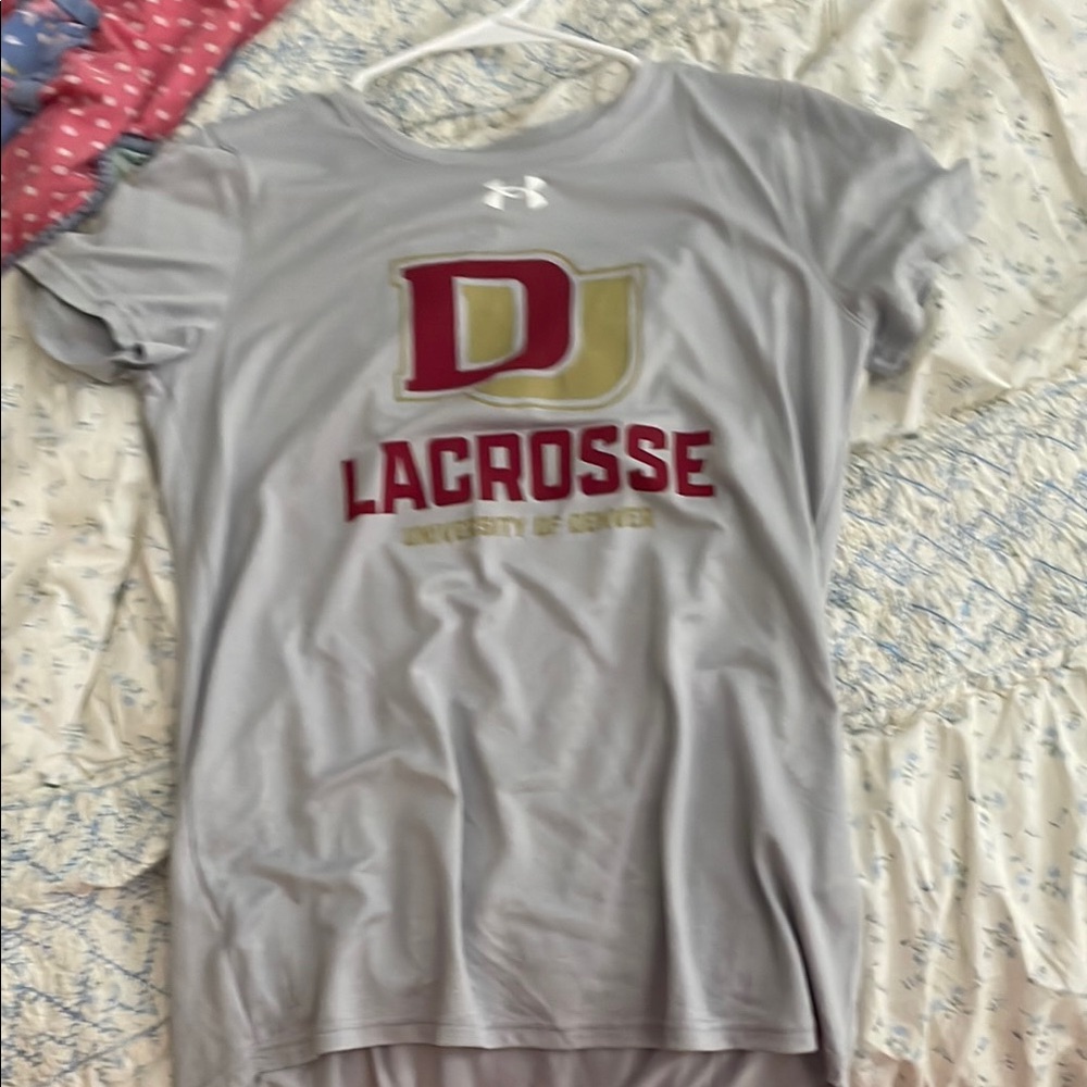 Under Armour Gray T-Shirt with Red and Gold Lacrosse Logo